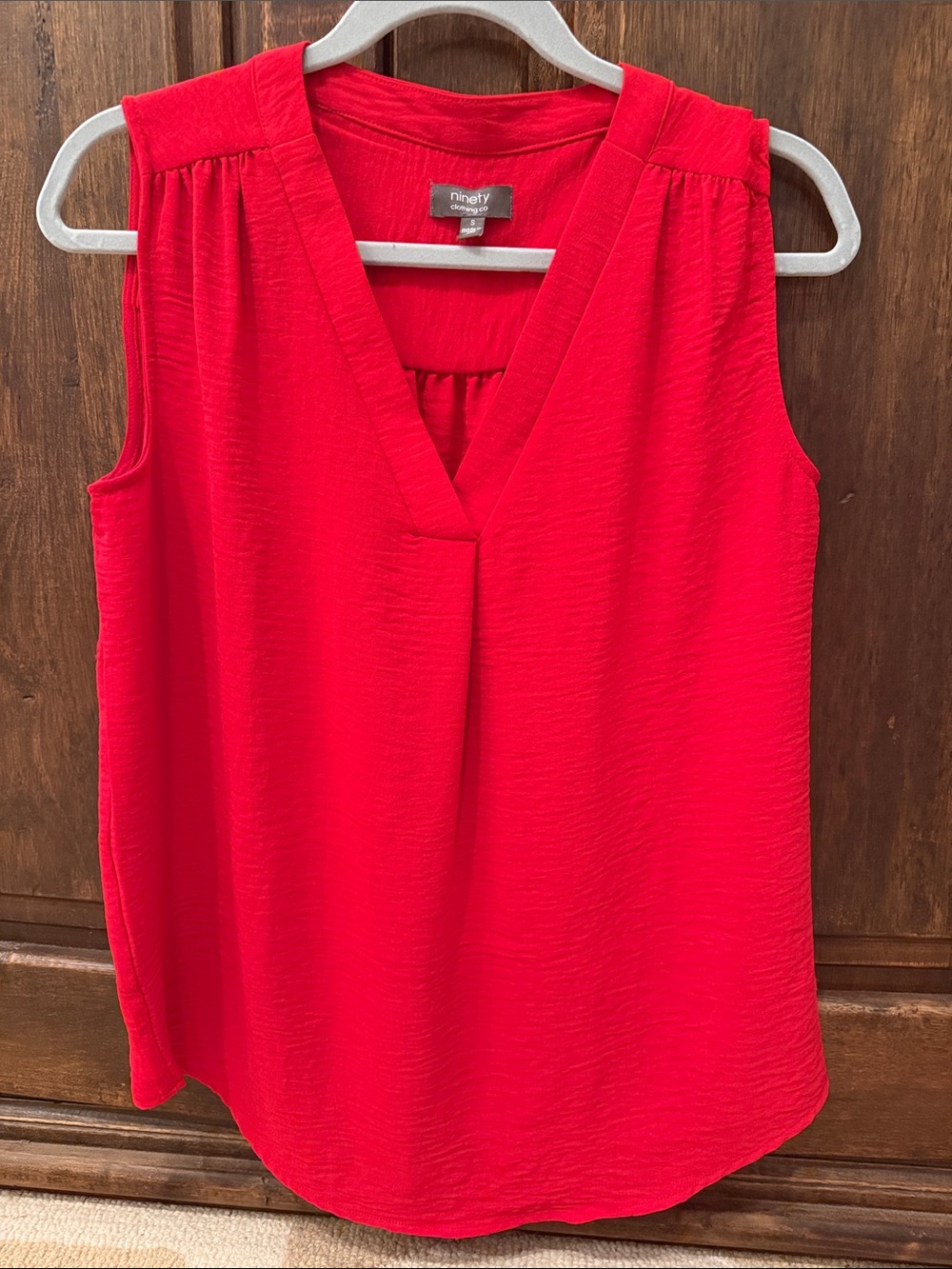 Ninety Bright Red Sleeveless V-Neck Camisole Top Small